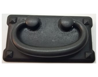 DISTRESSED BLACK DOUBLE Horizontal Mission Style Drawer Pull zinc alloy cast patina rustic vintage