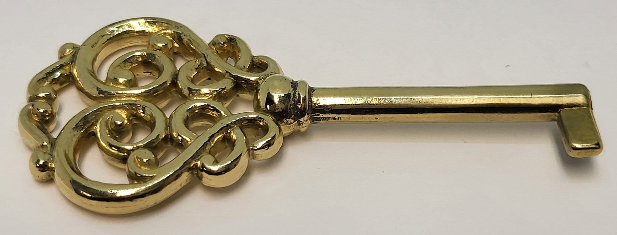 Key Opening Lock Fancy Large Ornate Cast Brass Key Polished Skeleton Antique Vintage Retro Old ...