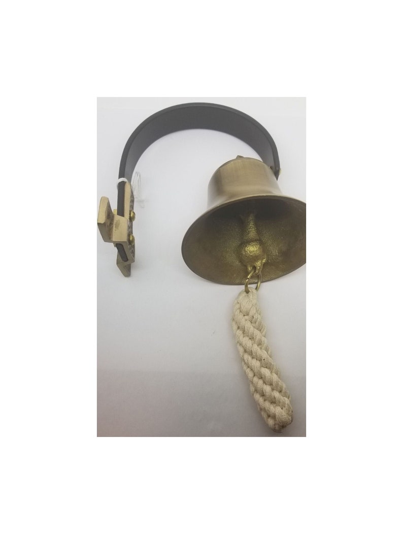 SMALL CAST BRASS Shopkeeper's Door Bell hanging alert fancy antique vintage old ring bump 