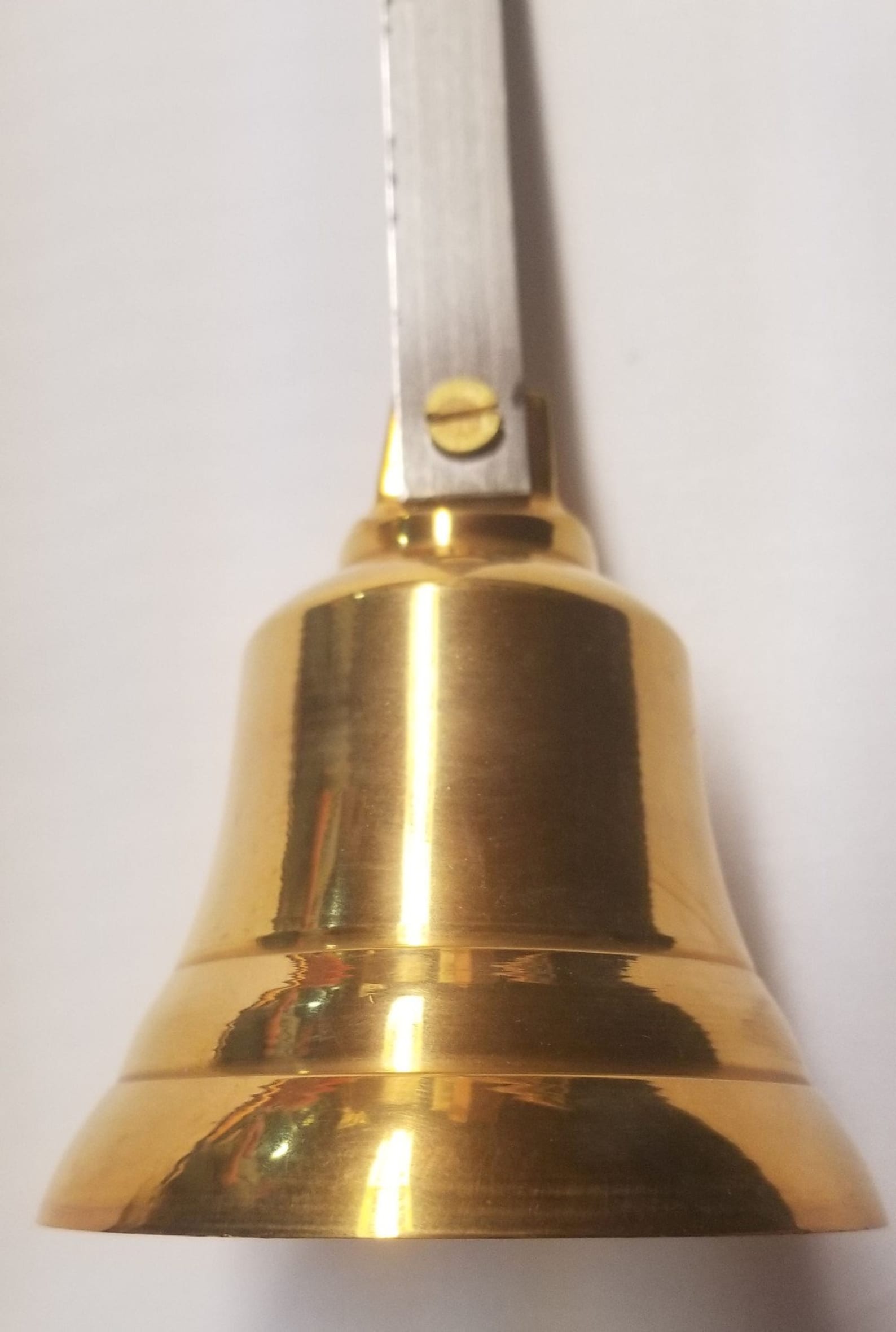 Small Cast Brass Shopkeeper's Door Bell - Antique Vintage Style Hanging Alert Bell