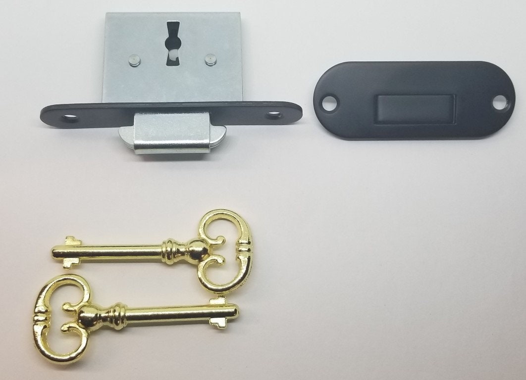 FLAT BLACK Brass Roll Top Desk Lock Set Rounded Oval Catch 2 Etsy