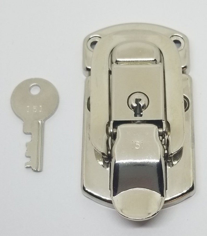 Nickel Plated Locking Drawbolt With Key Chrome Secure Latch - Etsy