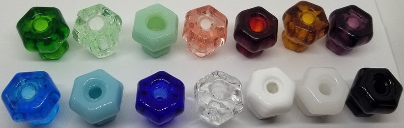 RUBY RED Glass Handle Hexagonal posts Pull Knob Hexagon antique vintage old retro Hoosier cupboard side door drawer cabinet pan