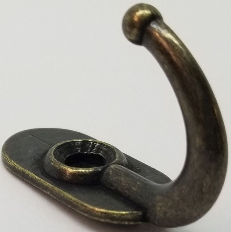 1.25" ANTIQUE BRASS Small Jewelry Hook Front Mount Single shirt jacket hat TINY 