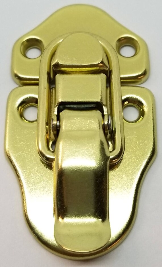 Antique Brass Trunk Lock with Keys chest steamer vintage box old restore  buckle fancy decorative