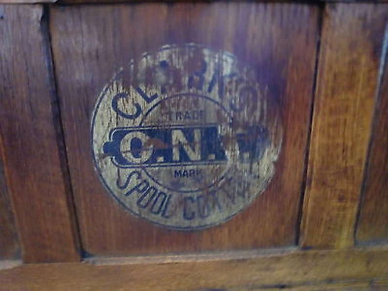 Clark's Spool Cabinet Decal Thread Vintage Antique Sticker Back Badge ...