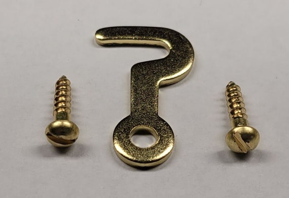 SMALL HOOK LATCH Catch Three Sizes 1, 1.25 and 1.5 Brass Plated Steel Hook  Latch 1-1/2 Inch Tiny Little Doll House Door Window 