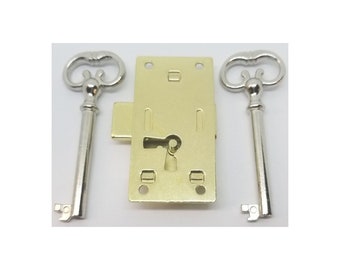 MEDIUM Flush Mount Cupboard Lock 2 keys 1.25 by 2.5" two way left & right cabinet desk chest trunk