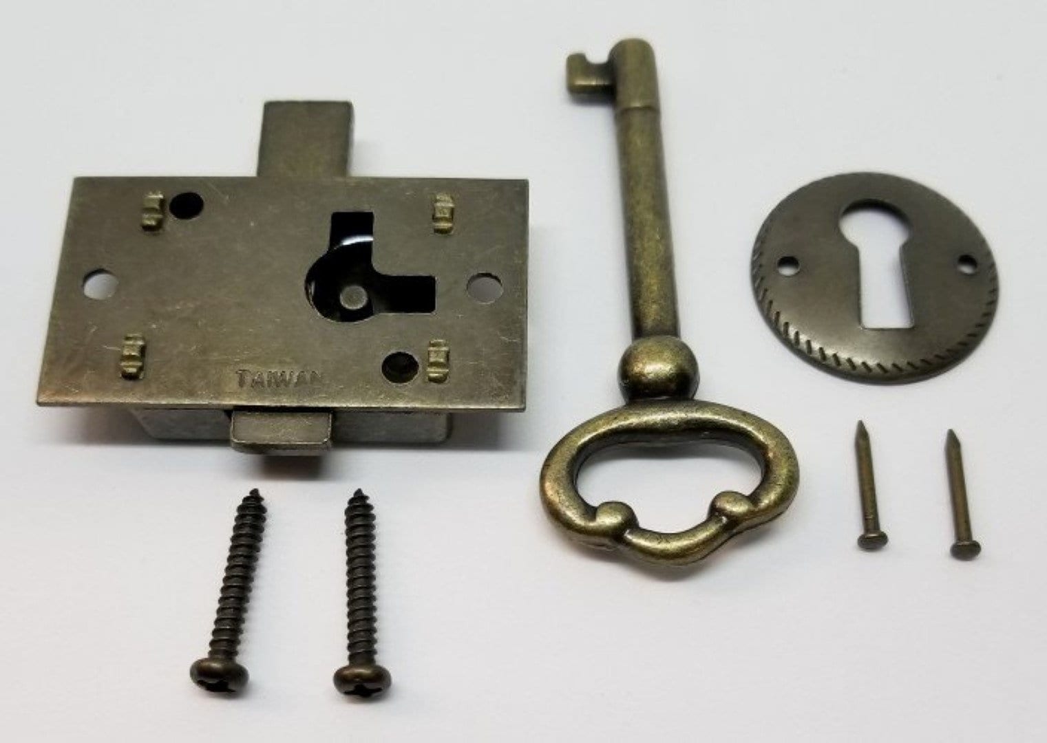 SMALL Flush Mount Lock Set Kit Antique Brass Plated Cupboard Etsy