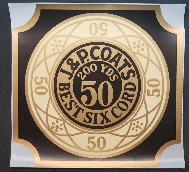 J&P Coats Spool Decal Thread Sticker Back Badge Name Etsy