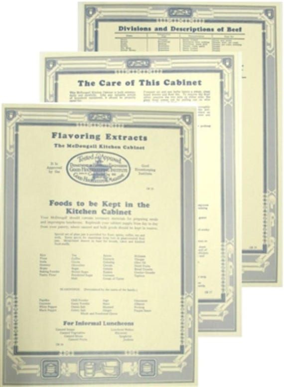 Mcdougall Door Cards Hoosier Sellers Cabinet Info Antique Etsy