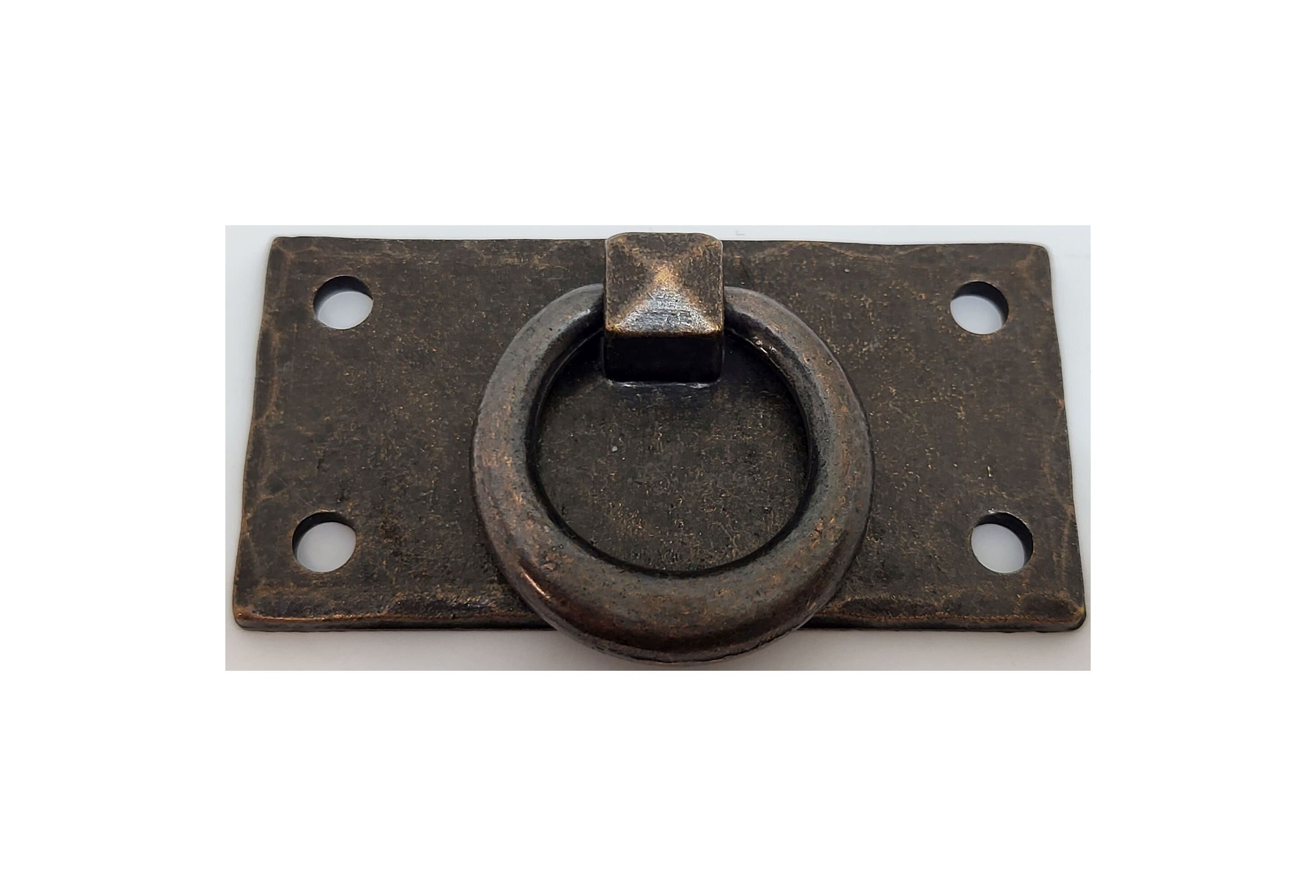 Horizontal Hammered DRAWER PULL Ring Brass Mission Etsy