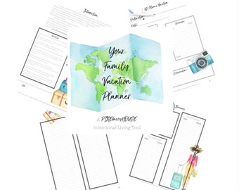 Letter Sized Planner - Your Family Vacation Planner -Digital Printable Download Travel Packing List Trip Itinerary Home Productivity