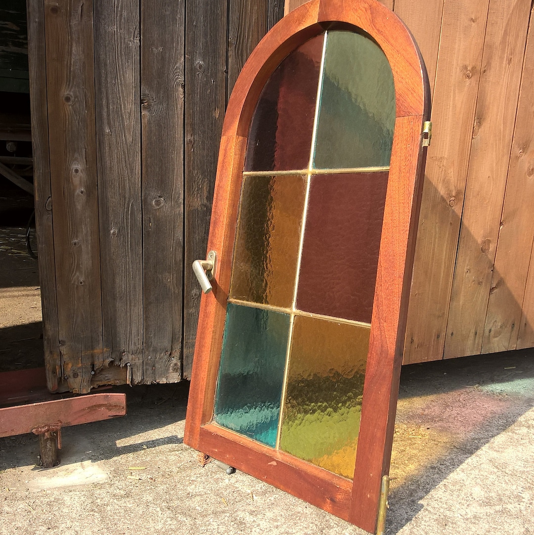 Window Frame Stained Glass Window Wood Lead Edging Glass Etsy