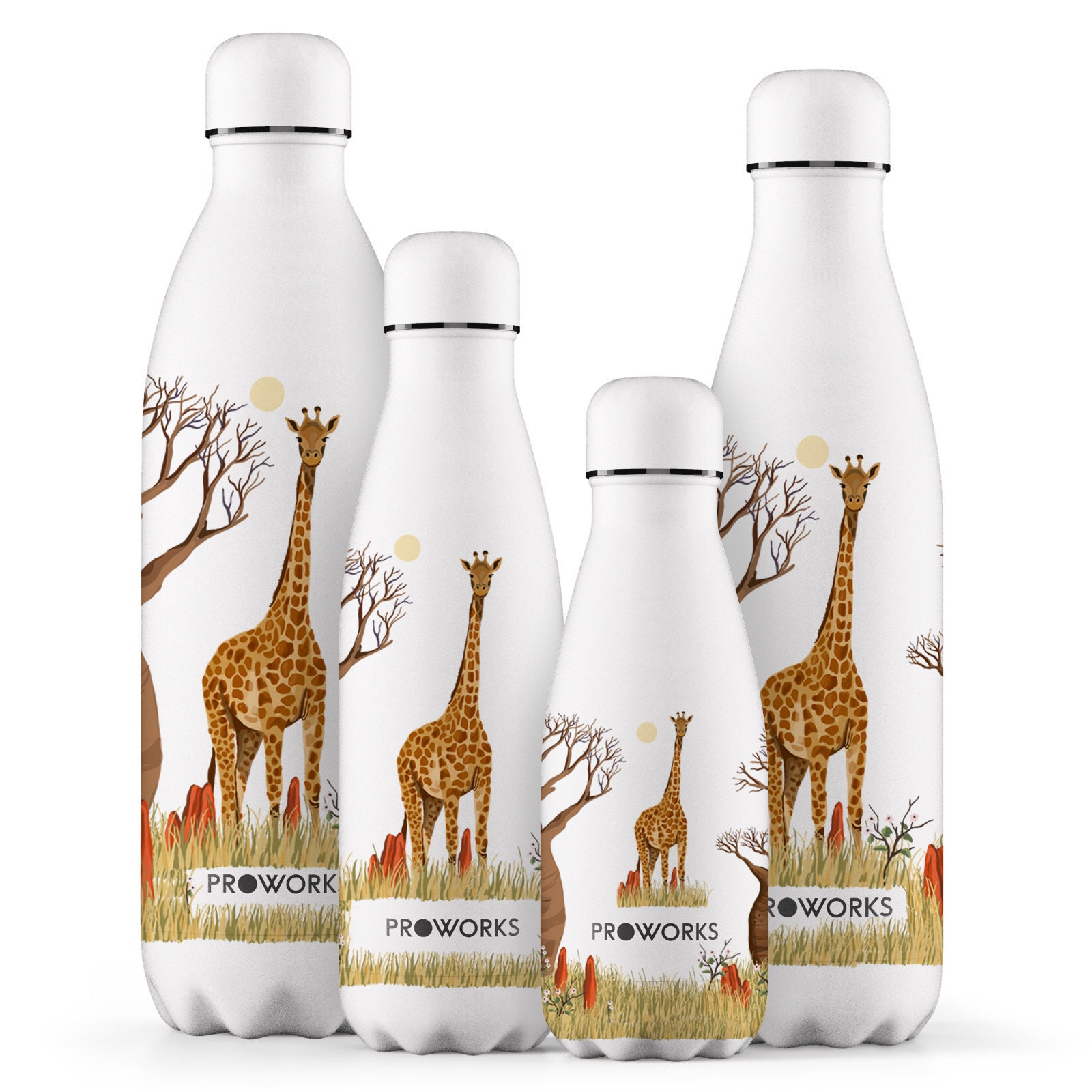 White Giraffe Water Bottles 1L 750ml 500ml or 350ml Stainless Etsy