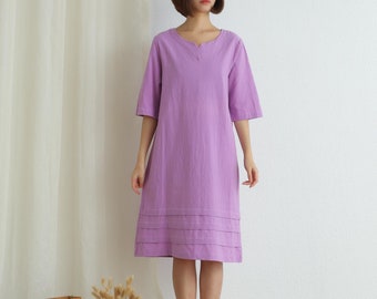 Femmes Été Coton Robe Douce Décontractée Loose Tuniques demi-manches Robes Genoux Robes Personnalisées Robe Surdimensionnée Plus Taille Vêtements Linge