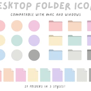 Muted Pastels Folder Icons for Mac and Windows  Desktop Icons, Macbook Icons, Laptop, Desktop, PC, Windows Icons, Instant download,