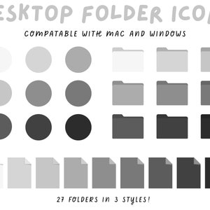 Monochrome Macbook Folder Icons + FREE wallpaper  Desktop Icons, Macbook Icons, Laptop, Desktop, PC, Windows Icons, Instant download,
