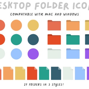 May include: A set of 27 folder icons in three styles: circles, folders, and documents. The icons are in various colors, including red, orange, yellow, green, blue, purple, and white.