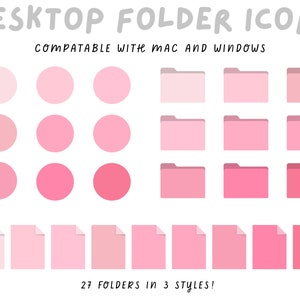 Pink Macbook Folder Icons,  Desktop Icons, Macbook Icons, Laptop, Desktop, PC, Windows Icons, Instant download,