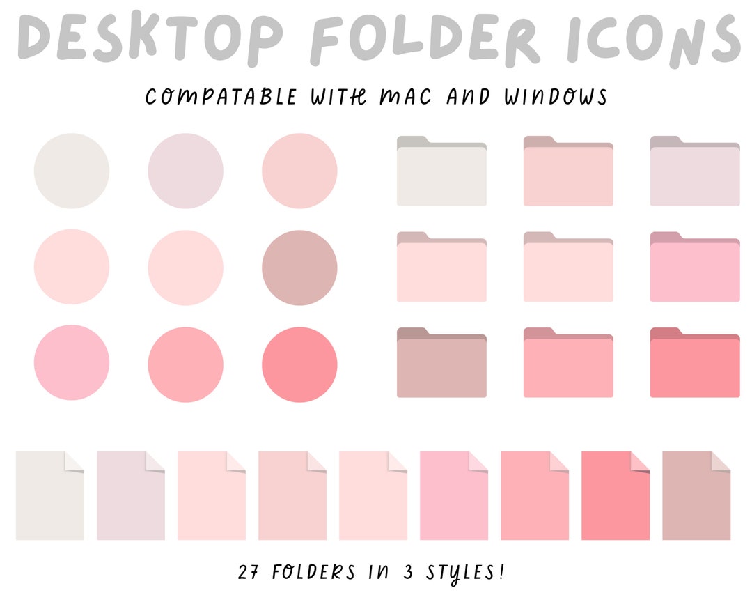 Blooming Pinks Folder Icons, Mac and Windows Desktop (instant Download ...
