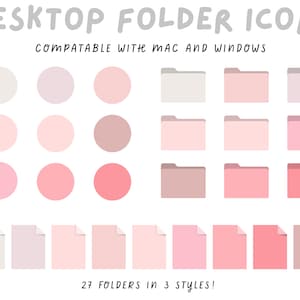 Blooming Pinks Folder Icons for Mac and Windows  Desktop Icons, Macbook Icons, Laptop, Desktop, PC, Windows Icons, Instant download,