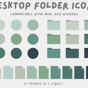 Green Folder Icons for Mac and Windows  Desktop Icons, Macbook Icons, Laptop, Desktop, PC, Windows Icons, Instant download,