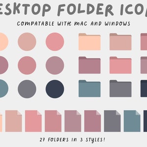 Dusty Rose Folder Icons for Mac and Windows  Desktop Icons, Macbook Icons, Laptop, Desktop, PC, Windows Icons, Instant download,