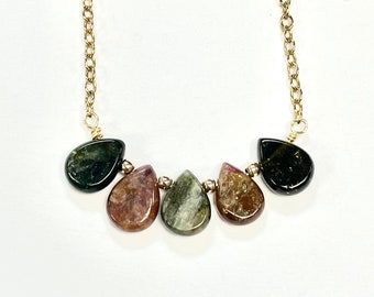 Gold Filled  Teardrop Gemstone Necklace
