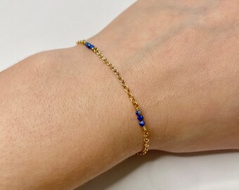 Gold Filled Lapis Lazuli Adjustable Bracelet