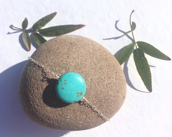 Turquoise and Sterling Silver Minimalist Bracelet