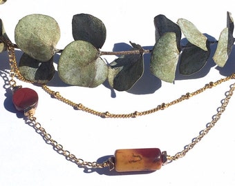 Layered Mookaite Jasper Necklace gold fill