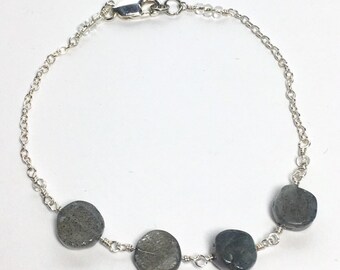 Labradorite and Sterling Silver Beaded Chain Bracelet
