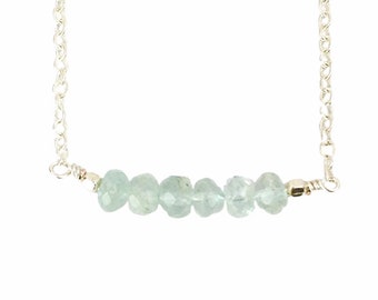 Aquamarine Sterling Silver March Birthstone Necklace