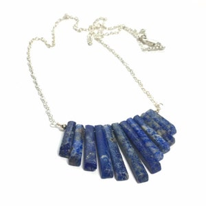 Lapis Lazuli Beaded Fan Necklace