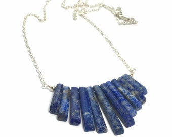 Lapis Lazuli Beaded Fan Necklace