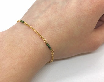 Gold Filled Emerald Adjustable May Birthstone Bracelet