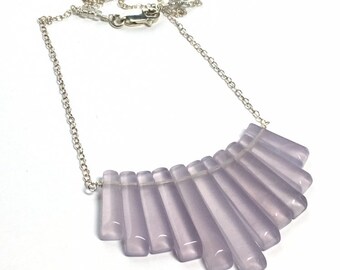 Purple Cat's Eye and Sterling Silver Minimalist Mini Fan