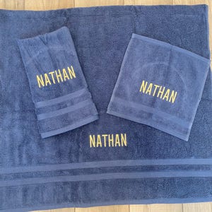 Personalized Embroidered Towel Set: 3-Piece Monogrammed Bath Towels