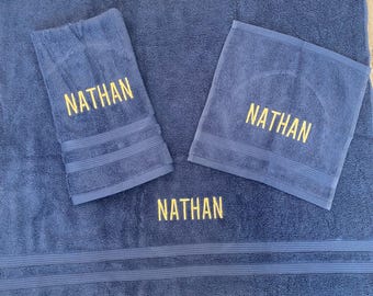 Personalized Embroidered Towel Set: 3-Piece Monogrammed Bath Towels