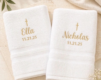 Custom baptism towel, Personalized christening towel