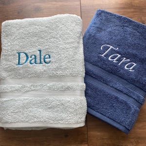 Personalized Embroidered Towel: Custom Name Monogram, Soft Plush Bath Towel