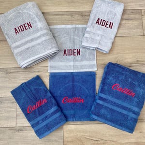 Personalized embroidered towel set, 3pc. monogram towel set