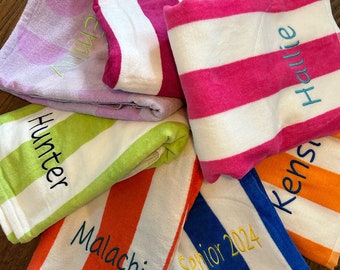 Monogram beach pool personalized towel, multi colors available