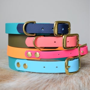 Waterproof Dog Collar - Two Tone Colour Block Collar - BioThane PVC Collar - Hound Collar - Personalisation Available - Vegan Dog Collar