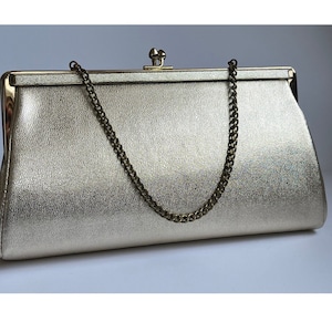 Vintage 1960s ANDE Gold Metallic Clutch Purse Evening Handbag