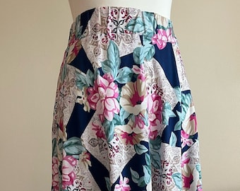 Vintage 1980s AGENDA Floral Midi Skirt