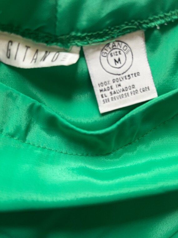 Vintage 1980s GITANO Green Cap Sleeve Silky Shirt - image 8