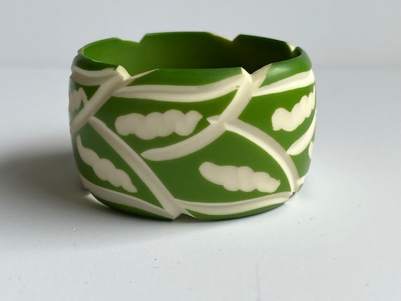 Vintage 1960s Carved Early Plastic Celluloid Lime… - image 1