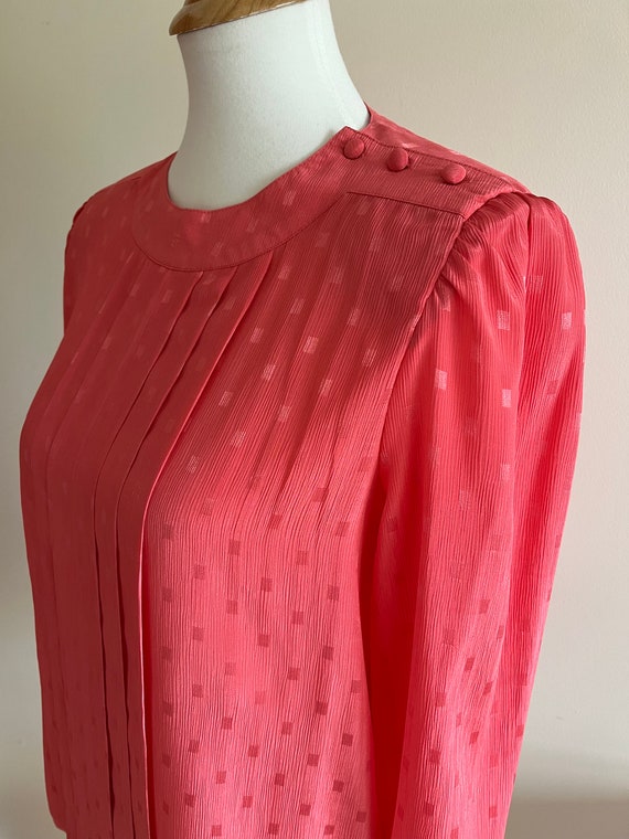 Vintage 1980s NILANI Pink Silky Long Sleeve Blouse - image 6